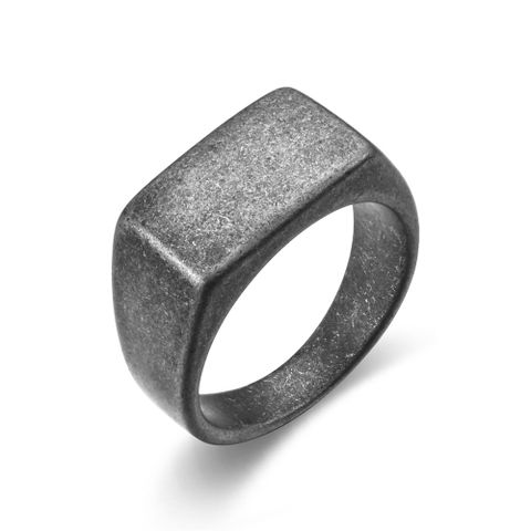 Simple Style Square Titanium Steel Plating Men's Rings
