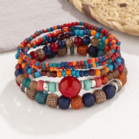 Retro Color Block Arylic Alloy Seed Bead Wholesale Bracelets