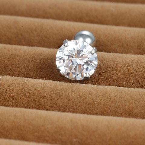 1 Piece Shiny Round Plating Inlay Stainless Steel Zircon Ear Studs