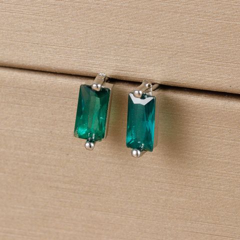 1 Pair Simple Style Rectangle Plating Inlay Copper Zircon Ear Studs