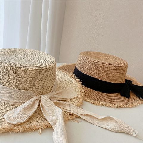 Women's Pastoral Simple Style Color Block Wide Eaves Straw Hat