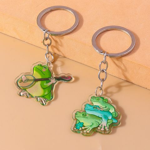 Cute Frog Arylic Zinc Alloy Printing Keychain