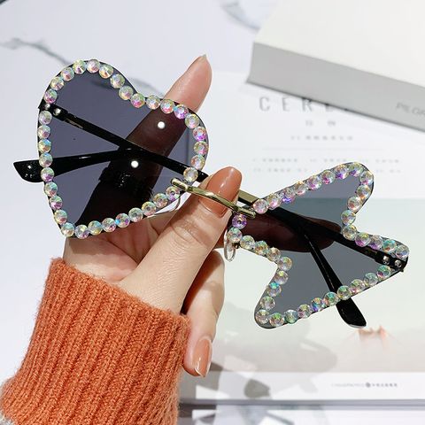 Lady Solid Color Pc Special-shaped Mirror Frameless Women's Sunglasses
