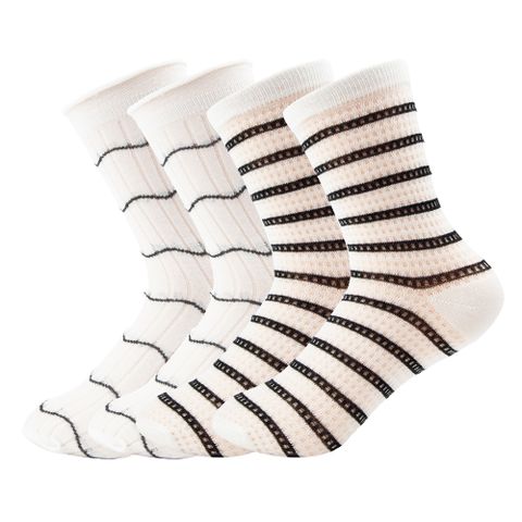Women's Retro Stripe Polyester Crew Socks A Pair