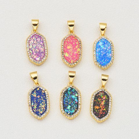 1 Piece 10*19mm 22*10mm Copper Zircon 18K Gold Plated Geometric Polished Pendant