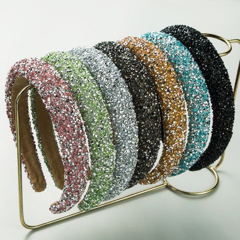 Women's Elegant Simple Style Classic Style Color Block Arylic Sponge Inlay Rhinestones Hair Band