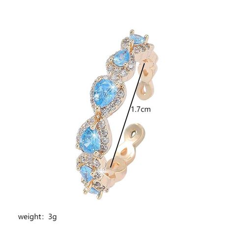 Sweet Color Block Copper Plating Inlay Zircon 18k Gold Plated Rings