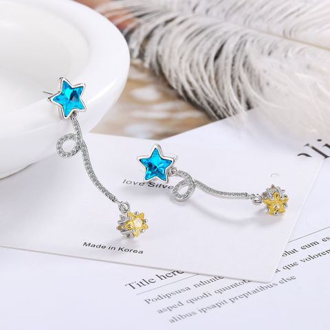 1 Pair Simple Style Classic Style Star Inlay Copper Rhinestones Ear Studs