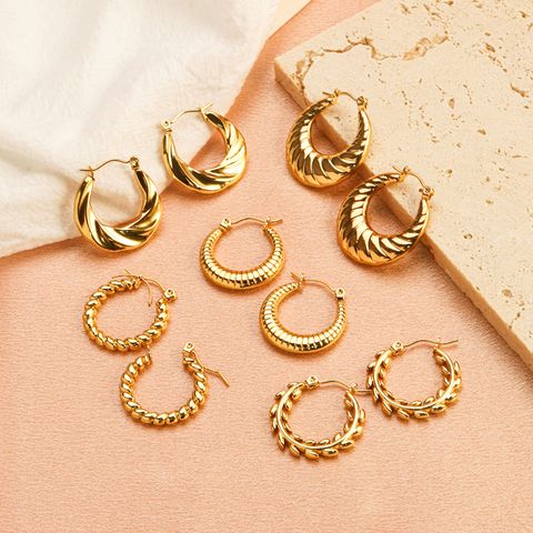 1 Pair Casual Classic Style Commute U Shape Twist Plating 304 Stainless Steel 18K Gold Plated Earrings