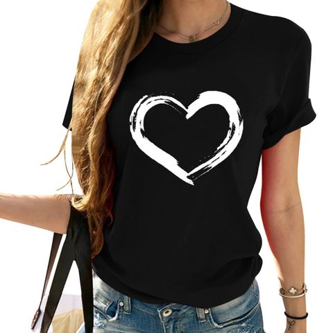 Frau T-shirt Kurzarm T-shirts Drucken Strassenmode Herzform