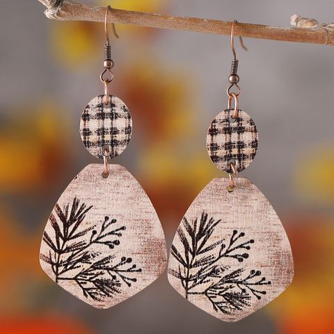 1 Pair Retro Simple Style Leaves Wood Drop Earrings