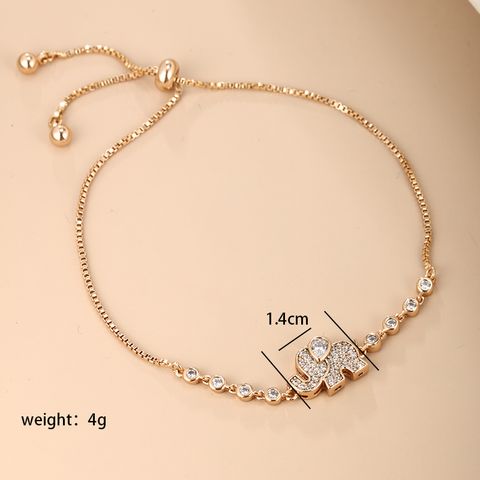 Cartoon Style Xuping Simple Style Elephant 18k Gold Plated Artificial Diamond Alloy Wholesale Bracelets