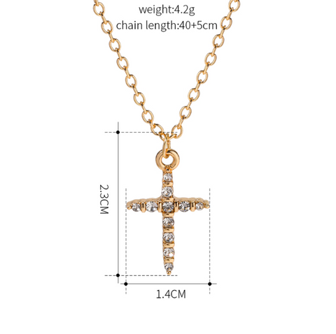 Ins Style Simple Style Cross Alloy Plating Inlay Zircon 18k Gold Plated Women's Pendant Necklace