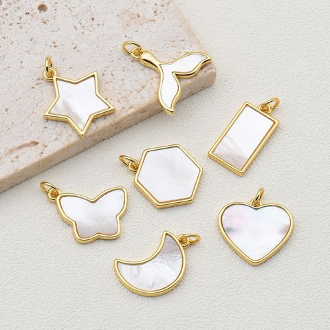 Ig Style Geometric Star Fish Tail Copper 18k Gold Plated Charms