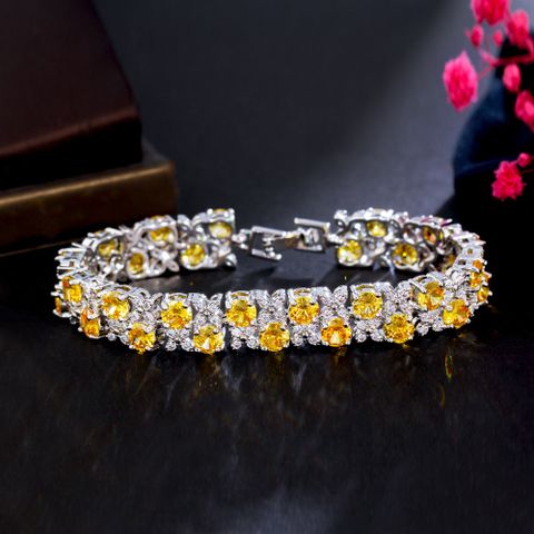 Casual Hip-hop Rock Square Copper Plating Inlay Zircon 14k Gold Plated White Gold Plated Bracelets