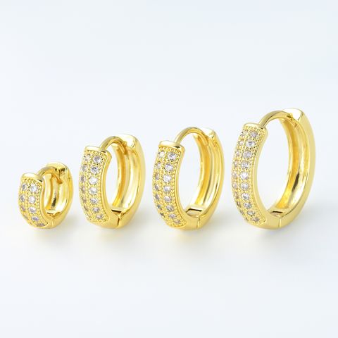 1 Piece Simple Style Commute Round Plating Inlay Brass Zircon 18k Gold Plated Silver Plated Earrings