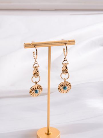 1 Pair Vintage Style Hand Glasses Plating Inlay Copper Natural Stone 18k Gold Plated Drop Earrings