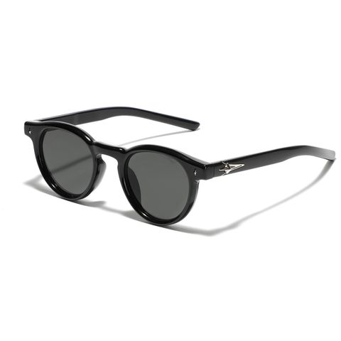 Classic Style Solid Color Ac Round Frame Full Frame Men's Sunglasses