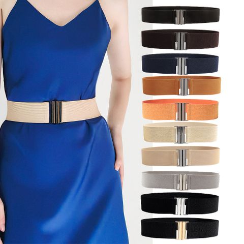 Fashion Solid Color Elastic Band Plating Women's Woven Belts