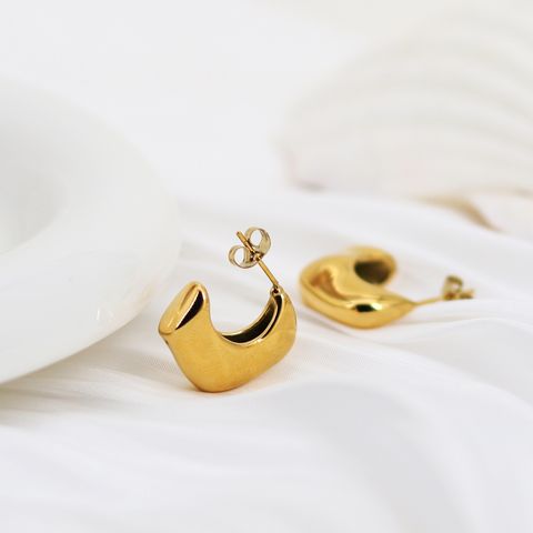 1 Pair Simple Style Moon Plating 304 Stainless Steel 18K Gold Plated Ear Studs