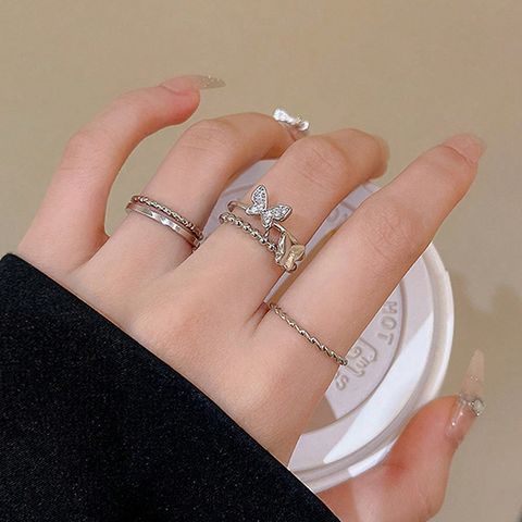 Solid Color Butterfly Alloy Women's Rings