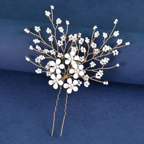 Women's Simple Style Flower Artificial Pearl Alloy Inlay Zircon Hairpin
