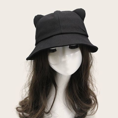 Women's Cute Solid Color Cat Flat Eaves Bucket Hat