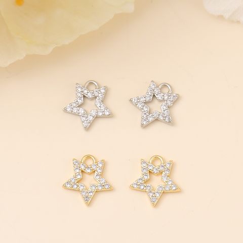 Elegant Simple Style Star Copper Plating Inlay Zircon 18k Gold Plated White Gold Plated Jewelry Accessories
