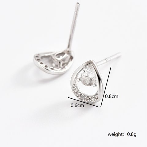 1 Pair Simple Style Oval Water Droplets Crown Sterling Silver Earrings