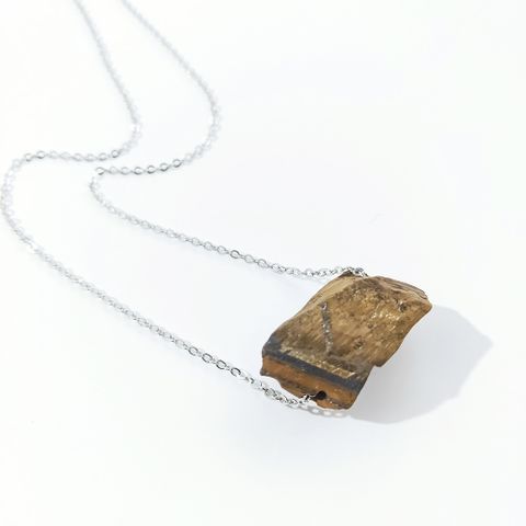 Retro Geometric Natural Stone Pendant Necklace 1 Piece