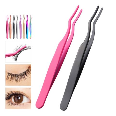 Fashion Solid Color Stainless Steel Plastic Eyelash Tweezers 1 Piece