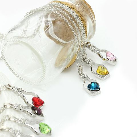 1 Piece Simple Style Heart Shape Alloy Plating Rhinestones Women's Pendant Necklace