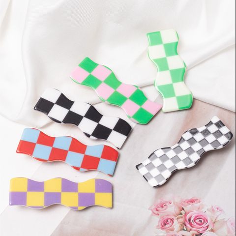 Simple Style Plaid Resin Stoving Varnish Hair Clip 1 Piece