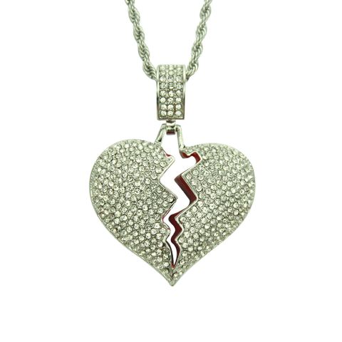 1 Piece Fashion Heart Shape Stainless Steel Alloy Inlay Artificial Diamond Unisex Pendant Necklace