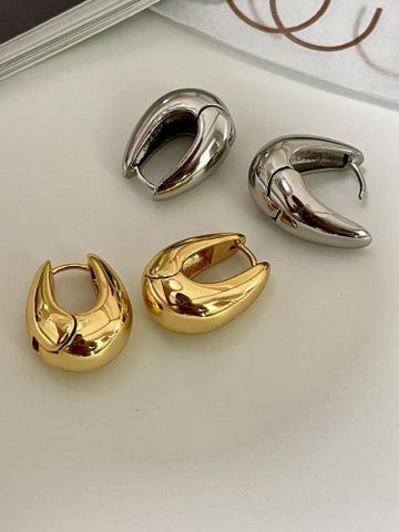 1 Pair Retro Solid Color Plating Brass Hoop Earrings