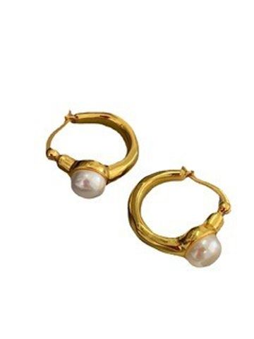 1 Pair Retro Circle Alloy Inlay Artificial Pearls Women's Hoop Earrings