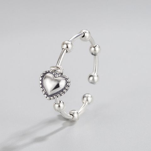 Fashion Heart Shape Silver Open Ring 1 Piece