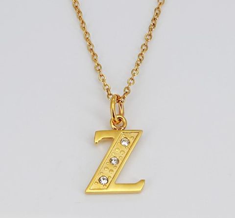 Simple Style Letter Titanium Steel Inlay Rhinestones Pendant Necklace
