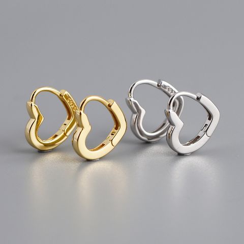 1 Pair Fashion Heart Shape Sterling Silver Earrings