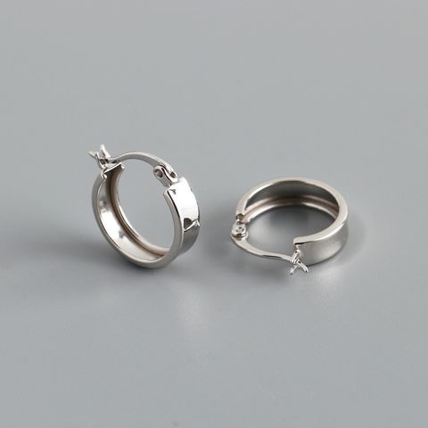 Simple Style Solid Color Sterling Silver Hoop Earrings 1 Pair