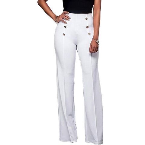 Casual Solid Color Polyester Full Length Casual Pants Flared Pants