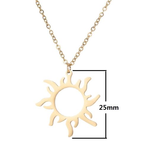 Retro Simple Style Cross Sun Letter 201 Stainless Steel Plating 18K Gold Plated Women'S Pendant Necklace