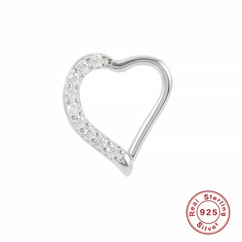 1 Piece Fashion Heart Shape Silver Plating Inlay Zircon Nose Ring