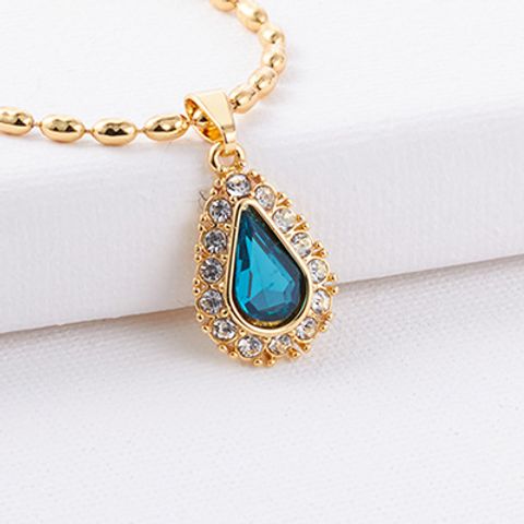 Simple Style Water Droplets Artificial Crystal Copper Inlay Zircon Pendant Necklace 1 Piece
