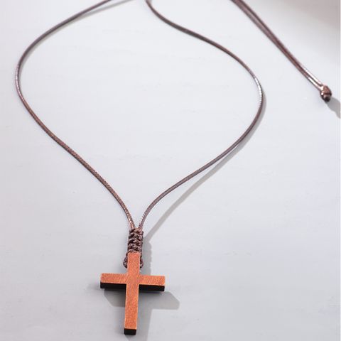 Lässig Elegant Mode Kreuzen Holz Unisex Halskette