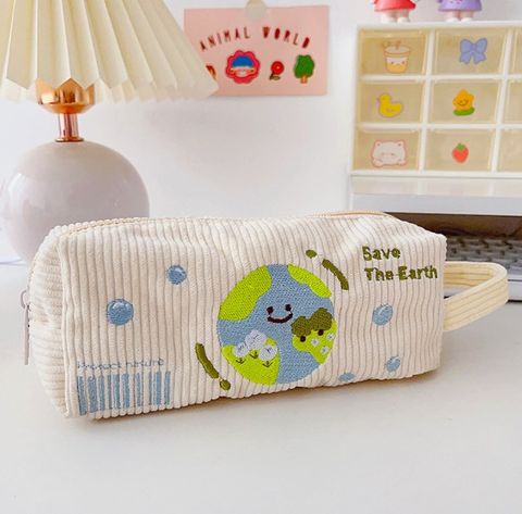 Original Cute Embroidery Pencil Case Student Large Capacity Portable Stationery Case Cartoon Stationery Storage Bag Pencil Stationery Box