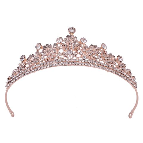 Fashion Leaf Crown Alloy Inlay Rhinestones Crown 1 Piece