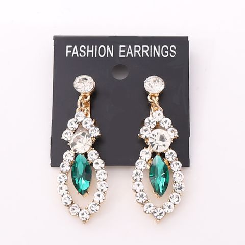 1 Pair Fashion Water Droplets Alloy Hollow Out Rhinestones Women's Chandelier Earrings Ear Clips