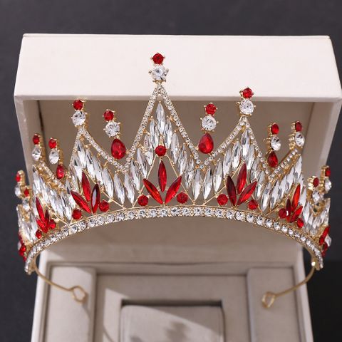 Simple Style Crown Alloy Inlay Rhinestones Crown 1 Pair
