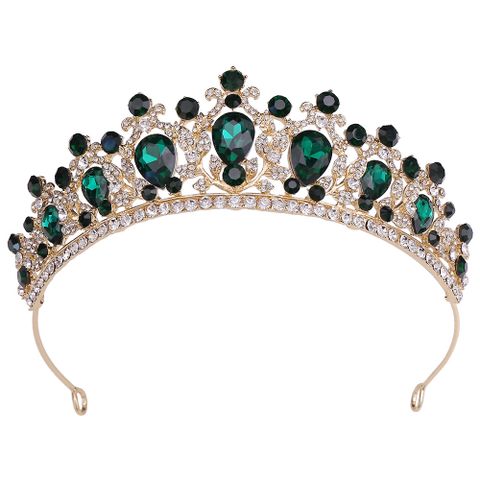 Fashion Water Droplets Crown Alloy Inlay Rhinestones Crown 1 Piece